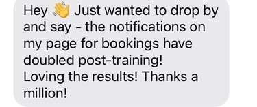 a text message from a customer who is asking her to drop in the mail