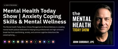 The Mental Health Today Show podcast hosted by John Cordray, LPC, featuring anxiety coping skills and wellness.