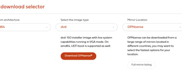 Efetuando o download do arquivo de instalação do OPNsense