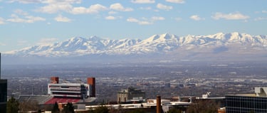 University of Utah Rice-Eccles Stadium with the Oquirrh Mountains in the background