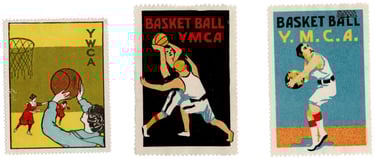 Rare Early Basketball Stamps featuring the YWCA for women and the YMCA for men