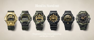 G-SHOCK Bold Camo Series (L-R)_ GM-6900CMG-3, DW-6900CMG-3, GA-700CMG-3A, GA-700CF-1A, DW-6900CF-1,