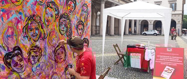 2020 Live Painting Le Madri Costituenti di Carlo Gori per Anpi Novara Piazza Duomo