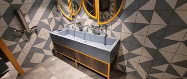 Polished concrete  sink. Blue in Nando's