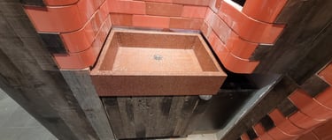 Polished concrete  sink red