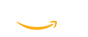 Official Amazon logo with white text and yellow arrow smile on a black background.