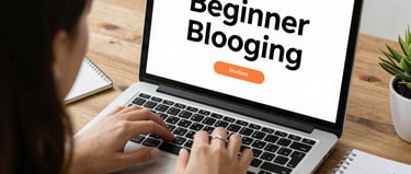 A sleek laptop on a minimalist desk with a cup of coffee and a notepad, symbolizing a fresh start to blogging.