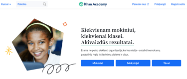 Spustelk, kad naujame lange atsidarytų Khan Academy lietuviškos svetainė.