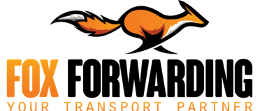 The logo of our company : fox logo with the slogan fox forwarding your transport partner