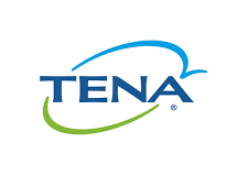 logo with blue and green circle behind the word tena