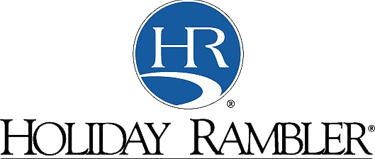 Official Holiday Rambler logo featuring blue circle HR emblem and black serif text for luxury motorhomes.