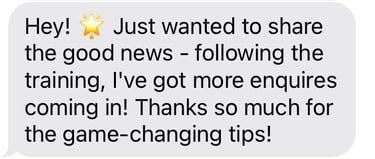 a text message from a friend who is asking her to share a message