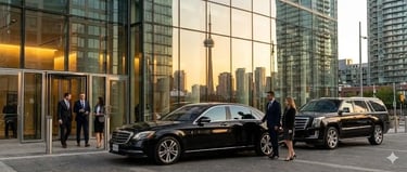 Executive corporate chauffeur service with luxury sedan at night
