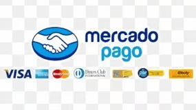 Logotipo de mercado pago con tarjetas aceptadas para pagos seguros