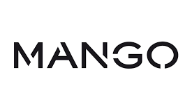 Official black Mango fashion brand logo isolated on a white background.