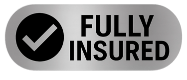 Fully insured sign displayed on a blue background, indicating coverage and protection.