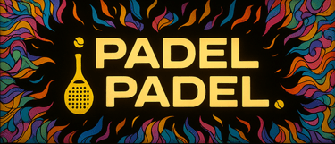 ¡Padel Padel! logo with a colourful, vibrant background commonly seen at carnivals