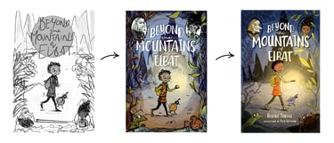 Cover design from rough sketch to final illustration.