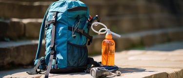 rucsac cu bidon de apa recondat in trasee montane