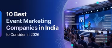 A corporate event marketing speaker on stage in India presenting lead generation and engagement strategies.
