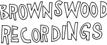 Hand-drawn logo for Brownswood Recordings in a white outline font on a black background.