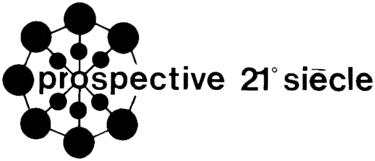 Black and white Prospective 21e siecle logo featuring a geometric molecular network design.