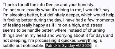 Testimonial feeling happier lowered stress