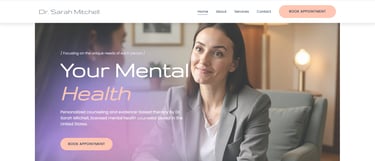 Dr. Sarah Mitchell, a licensed mental health counselor, providing personalized counseling and therapy services.