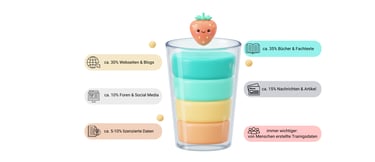 Infografik als Smoothie zeigt Zusammensetzung von KI Trainingsdaten in Prozent