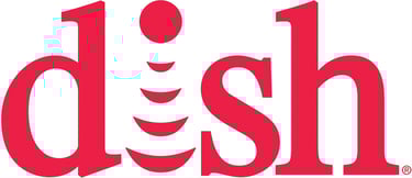 Red Dish Network logo on a white background featuring a signal icon above the letter i.