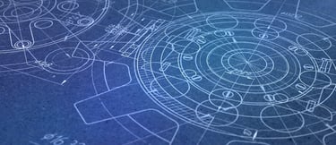 Mechanical gear blueprint showing invention design, engineering structure, and patent development co