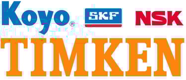 Logos for Koyo, SKF, NSK, and Timken premium industrial ball bearing manufacturers.