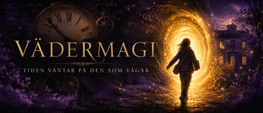 Vädermagi barnroman. En flicka går in i en ljusvirvel.