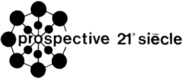 Black and white Prospective 21e siecle logo featuring a geometric molecular network design.