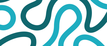 Teal and turquoise wavy path pattern on a white background.