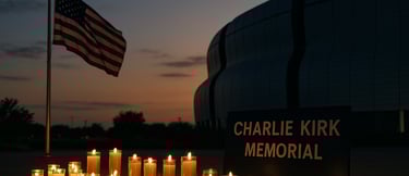 Photo of candlelight memorial for Charlie Kirk