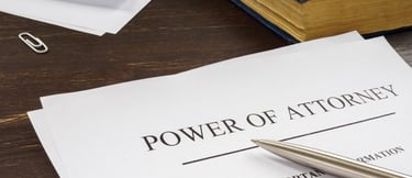 document on desk saying power of attorney