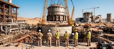 Planta nuclear civil en construcción con inversión energética e infraestructura estratégica