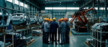 Huelga industrial por automatización y robots en planta automotriz global