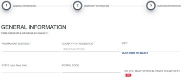 General information section of the Dominican Republic eTicket entry form for travelers