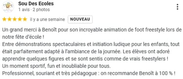 avis google freestyle football école drôme