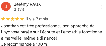 Client satisfait : accompagnement hypnose avec Jonathan Cuinat