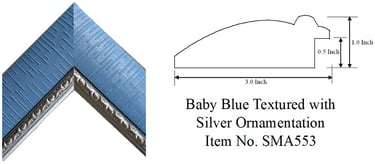 Baby Blue Textured with Silver Ornamentation Picture Frame