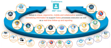360° viewa of a customer in a CRM