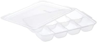 a plastic container with eggshells and eggshells