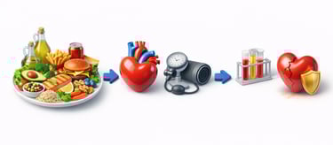 Figura 4. Caminho conceitual 3D: padrão alimentar → mediadores → risco cardiovascular. (Arte: Nutro 