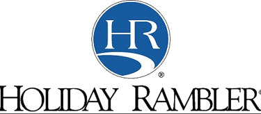 Official Holiday Rambler logo featuring blue circular HR emblem and black serif typography.