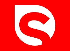 Red and white graphic logo featuring a stylized letter S inside a pin drop shape.