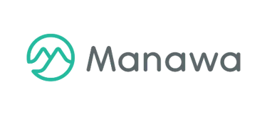 Manawa logo featuring a green mountain icon inside a circle on a black background.