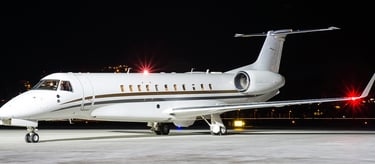 Embraer Legacy 600 about to depart on a night charter